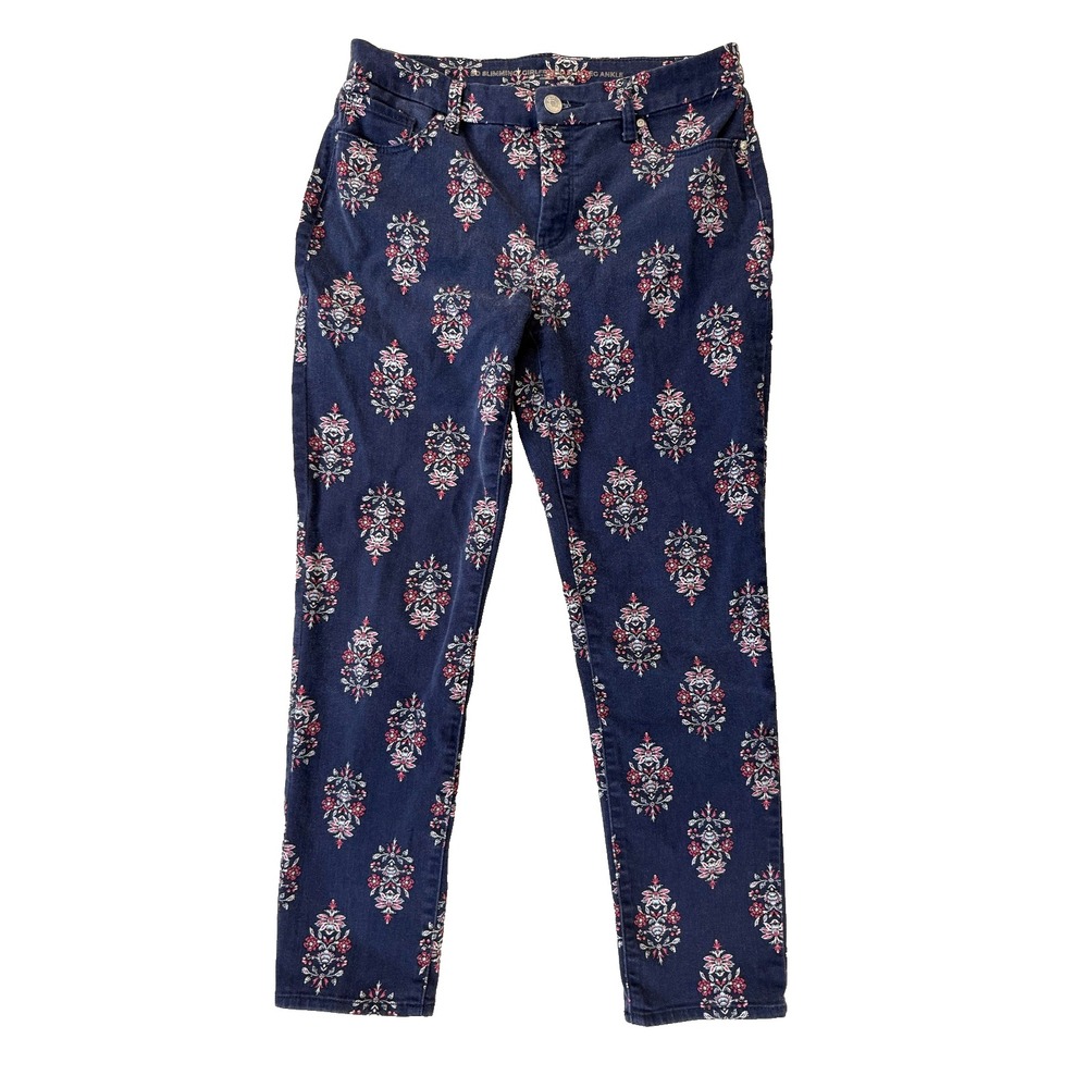 Chico's So Slimming Jeans Womens 1 Navy Floral Ankle